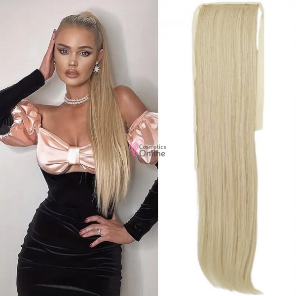 Extensie de par coada dreapta cu snur 70 cm Blond Deschis Ash CYF71548885#